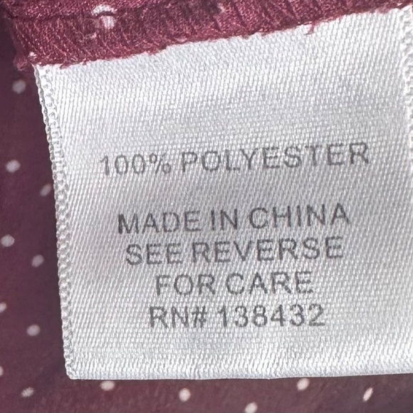 Modcloth Shirt Top Blouse Sz 3X 22 24 Polka Dot Peter Pan Retro Burgundy White - Picture 5 of 5